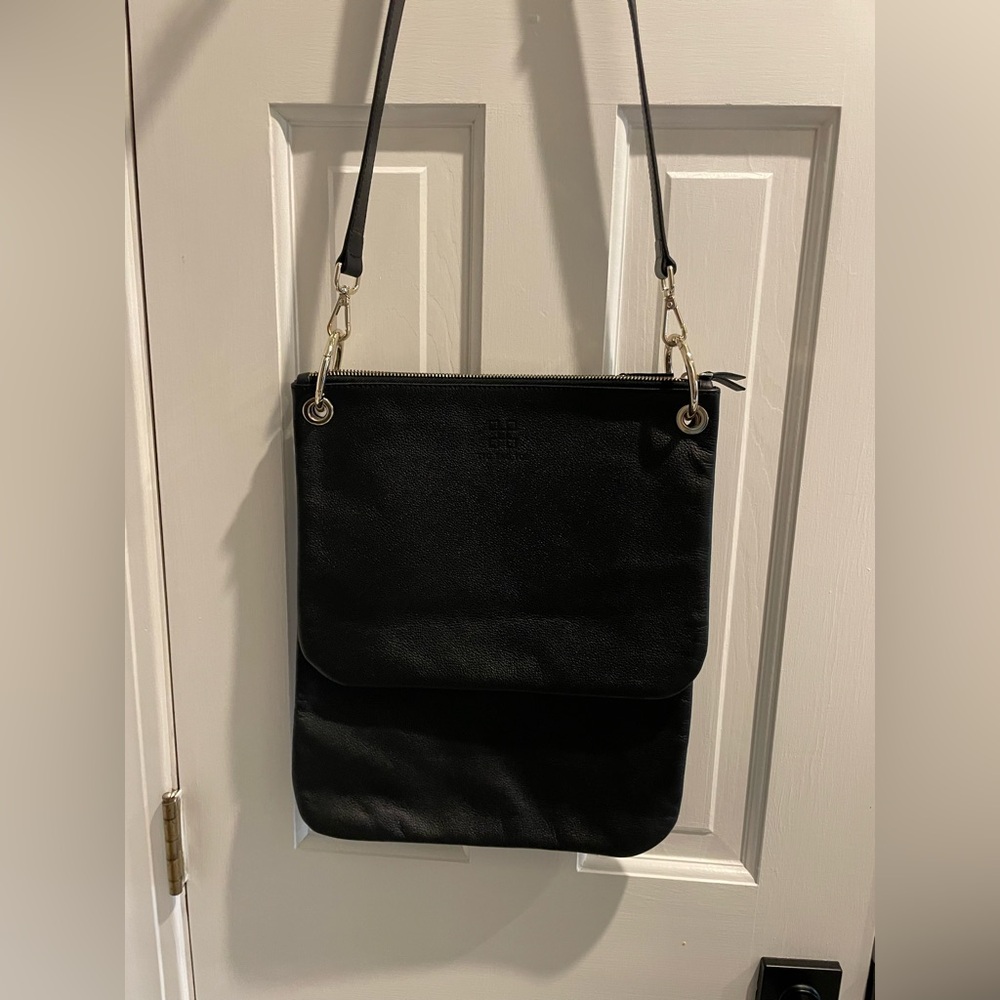 Tic Tac Toe 100% pebbled leather black Minime interchangeable crossbody bag FLAW